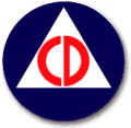The old United States Civil Defense logo. The triangle emphasised the 3-step Civil Defense philosophy used before the foundation of FEMA and Comprehensive Emergency Management.